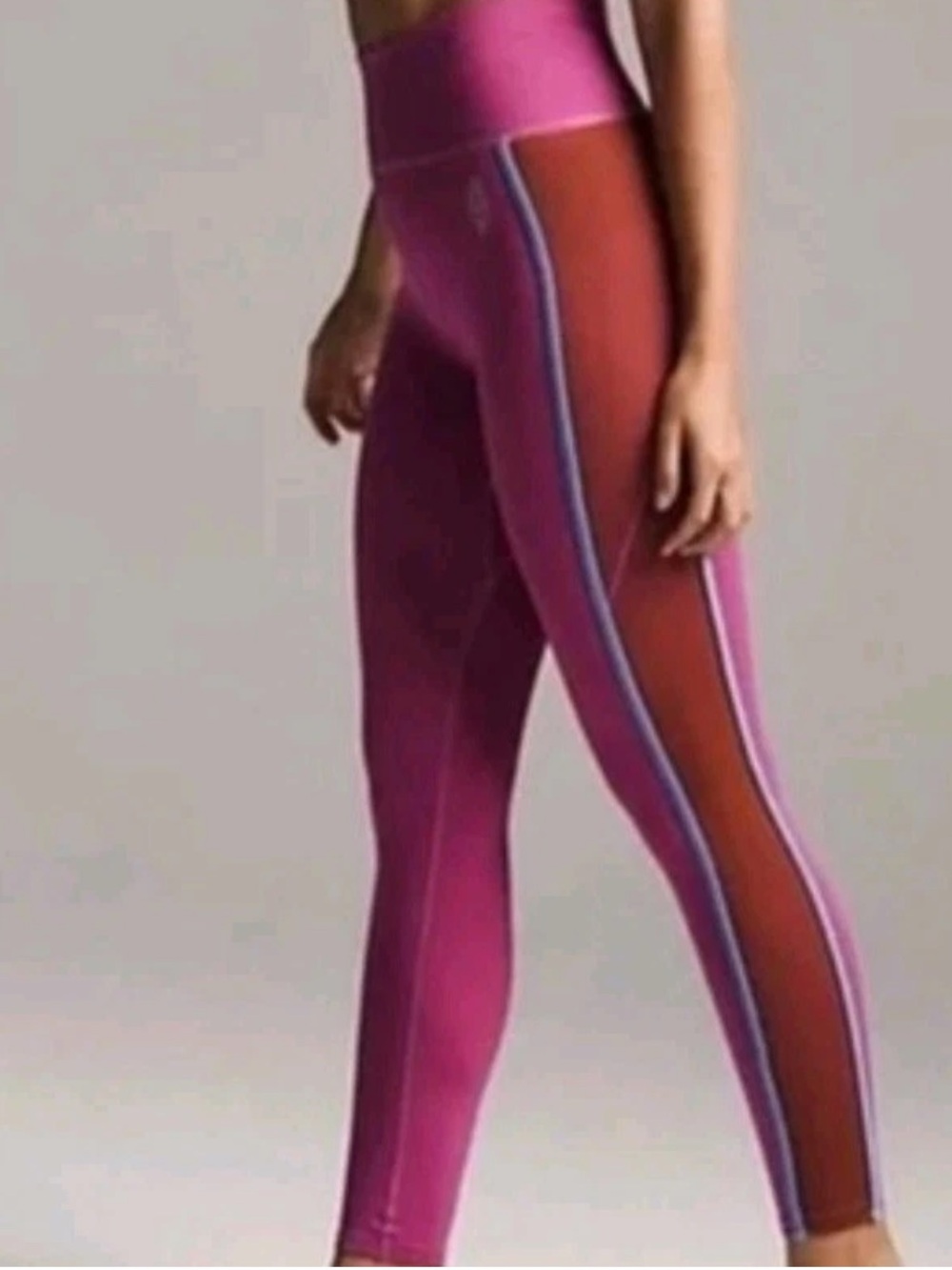 Free People Blow Your Mind Raspberry & Rust High-Rise Colorblock Leggings